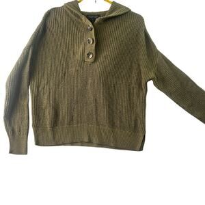 Rachel Zoe Olive-Green Hooded Sweater w/ 3 Buttons – Size S